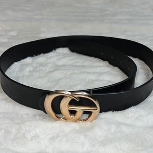 Double G Belt black with rose gold